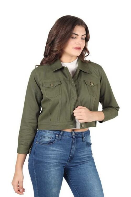 CREATION 3/4th Sleeve Solid Women Denim Jacket