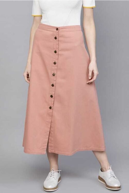 Sasfras Women Solid A-line Pink Skirt